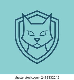 Cat head inside shield vector illustration