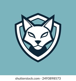 Cat head inside shield vector illustration for logo, t-shirt or any other else