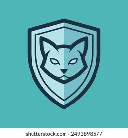 Cat head inside shield vector illustration for logo, t-shirt or any other else