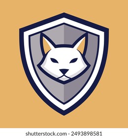 Cat head inside shield vector illustration for logo, t-shirt or any other else