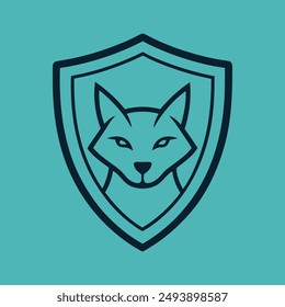 Cat head inside shield vector illustration for logo, t-shirt or any other else