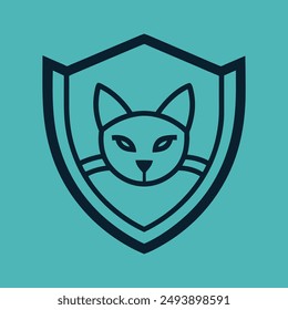 Cat head inside shield vector illustration for logo, t-shirt or any other else