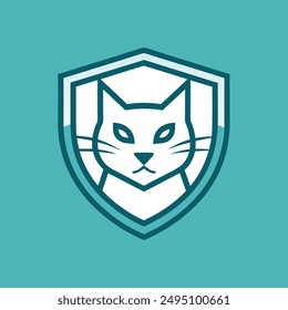 Cat head inside shield vector illustration for logo t-shirt or any other else