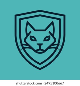 Cat head inside shield vector illustration for logo t-shirt or any other else