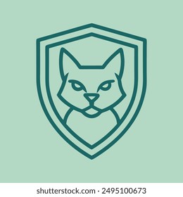 Cat head inside shield vector illustration for logo t-shirt or any other else