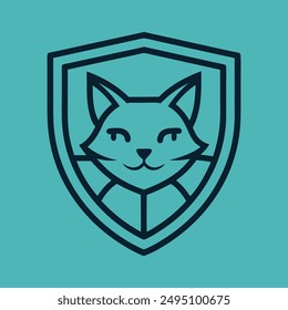 Cat head inside shield vector illustration for logo t-shirt or any other else