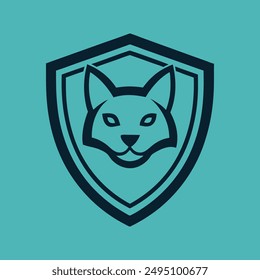 Cat head inside shield vector illustration for logo t-shirt or any other else