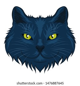 Cat head isolated on a white background. Vector graphics.
