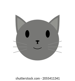 Cat head isolated on white background. Clip art for Halloween decoration. Flat icon and cartoon vector illustration. May use for logo, print, textile, phone case