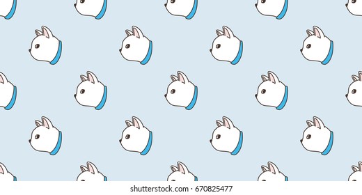 Cat head kitten collar vector seamless pattern