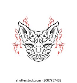 cat head line art illustration