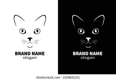 Cat Head Line Art Kitty Logo Design