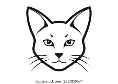 A cat head line art silhouette vector