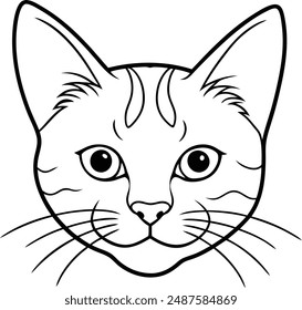 cat head line art vector
