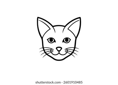 Cat head line art vector icon on white background.