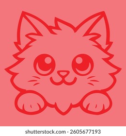 cat head line art vector illustration