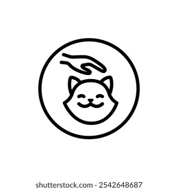 Cat head line icon. Cat care simple sign. Cat face design on white background, Pet. Animals. Isolated vector illustration.