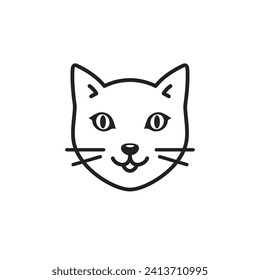 Cat head line icon. Cat face, animal vector flat illustration.