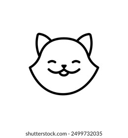 Cat head line icon. Cat face design on white background, Pet. Animals. Isolated vector illustration.