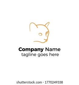 cat head logo design icon vector illustration simple line