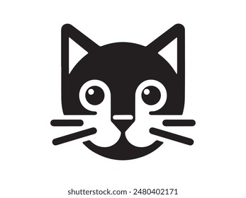 Cat head logo design icon symbol vector template. Silhouette cat head logo