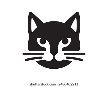 Cat head logo design icon symbol vector template. Silhouette cat head logo