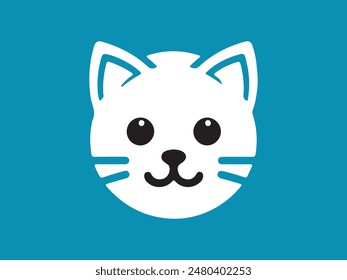 Cat head logo design icon symbol vector template. Silhouette cat head logo