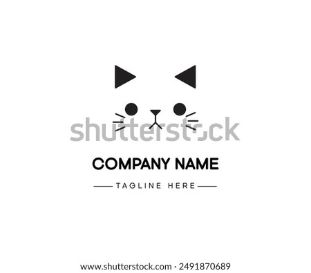 Cat head logo design icon. Cat animal logotype concept lineart style. Vector illustration.