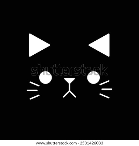 Cat head logo design icon isolated on black background. Vector illustration.