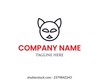 Cat head logo design vector template 