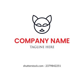 Plantilla vectorial de diseño de logotipo de cabeza de gato 