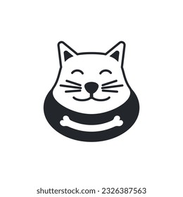Cat head Logo. Home pets Logo design vector template. Animals Veterinary clinic Logotype concept outline icon.