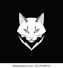 Logotipo de cabeza de gato sobre fondo negro