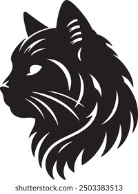 Cat head logo silhouette vector art illustration
