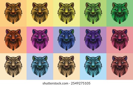Cat Head Logo with various color variations