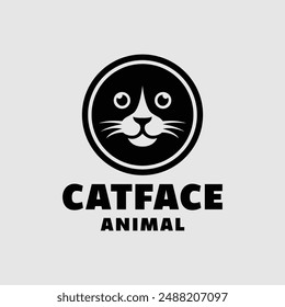 Cat Head Logo Vector, Animal Emblem Icon Symbol, Cute Face Mascot Creative Vintage Graphic Design