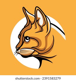 Cat Head Logo Vector Design Orange for pets, lover and club logo design