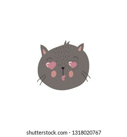 cat head in love vector