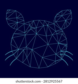 Cat head low poly triangulation triangulated polygonal electric cyan blue vibrant aqua neon color vector illustration image outline contour line style