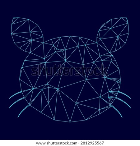Cat head low poly triangulation triangulated polygonal electric cyan blue vibrant aqua neon color vector illustration image outline contour line style