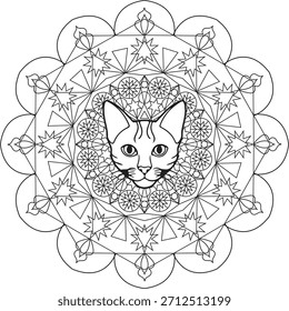 Cat head  and mandala arts