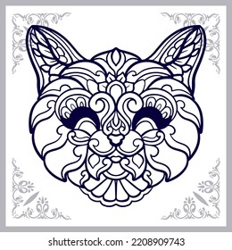 Cat head mandala arts isolated on white background