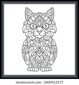 Cat head mandala arts isolated on white background.