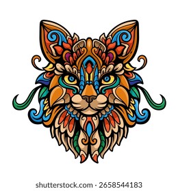 Cat head mandala arts isolated on white background
