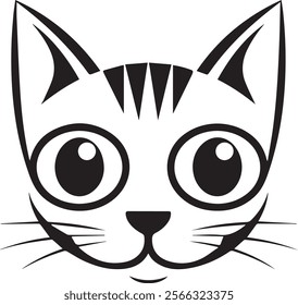 A Cat head minimalist, vector illustration, cat logo on white background