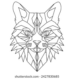 Gato Cabeza Mono Línea Gato Mono Peso Mediano Tamaño Vector