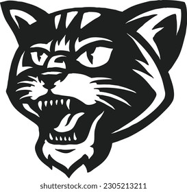 CAT HEAD OLD SCHOOL IMAGE DESIGN ILLUSTRATION