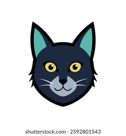 Cat head on white background, perfect for logos, tattoos, branding, and pet-themed designs.