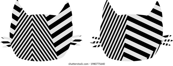 Katzenkopf in Op-Art moderne Design-Konzepte Symbole für Heimtierläden