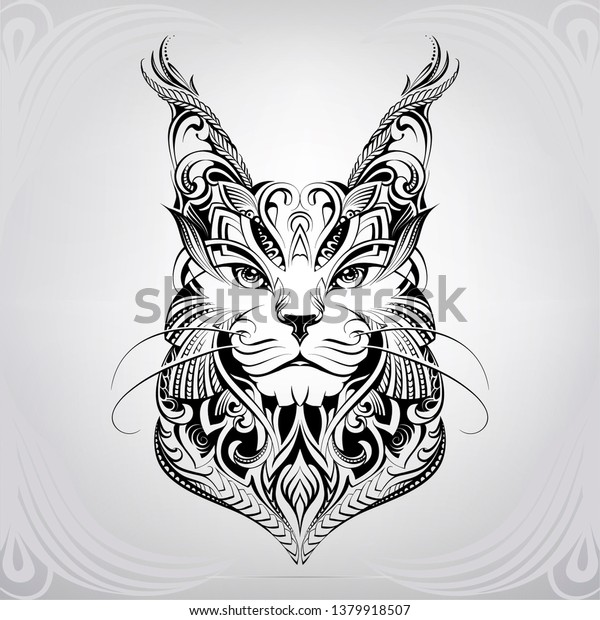 Cat Head Ornament Stock Vector (Royalty Free) 1379918507 | Shutterstock